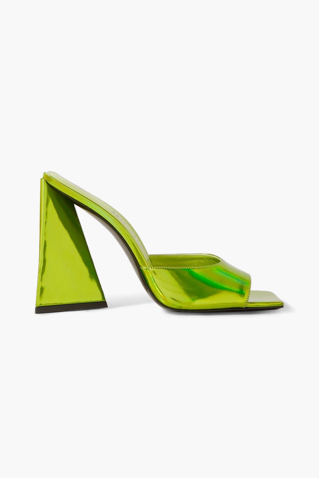 The Attico Devon Iridescent Lime Green High Heel Mules (EX-DISPLAY)