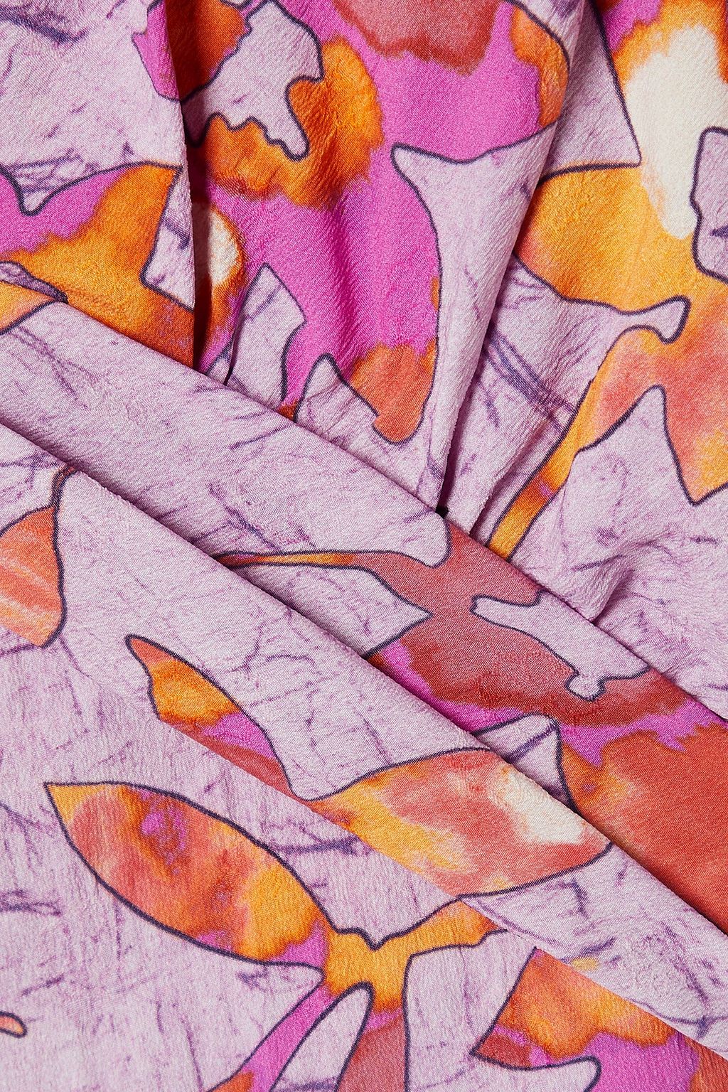 Isabel Marant Madinea Asymmetric Floral-Print Crepe Pink Top