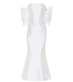 Rasario Bridal White Large Bow Back Strapless Wedding Dress