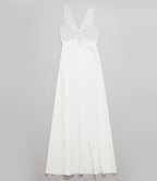 Christopher Kane White Crystal Embellished V-Neck Bridal Maxi Wedding Dress Gown - House Of Huntington