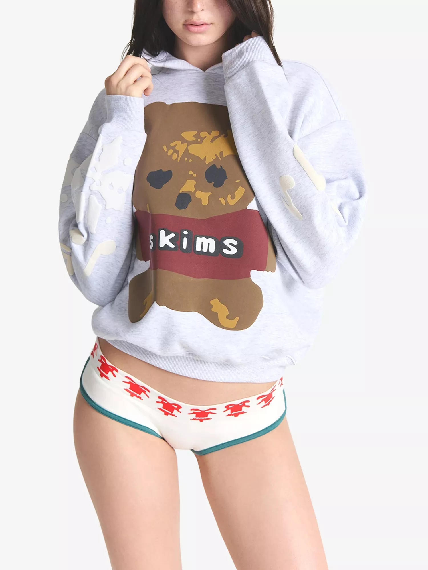 SKIMS x Cactus Plant Flea Market Logo Teddy Bear Cotton Hoodie