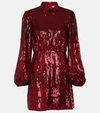 Rixo Red Sequinned Samantha Mini Dress