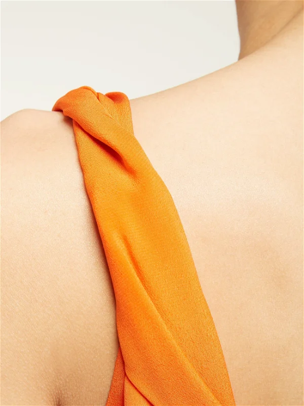 RAEY Multi Seam Twist Strap Silk Orange Dress - House Of Huntington