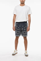 Alanui Blue Cotton Piquet Bandana Printed Knitted Shorts