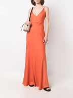 Gabriela Hearst Orange Cashmere Silk Twill Summer Maxi Dress - House Of Huntington