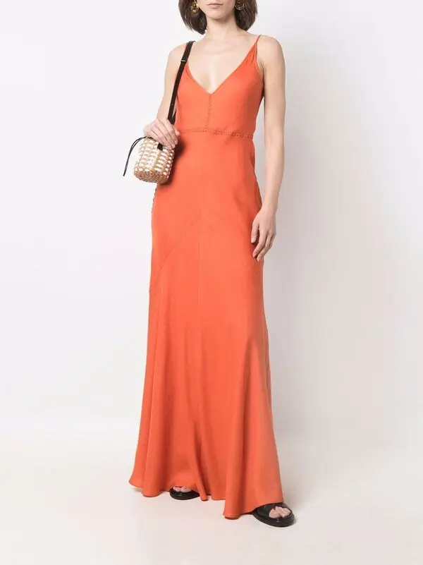 Gabriela Hearst Orange Cashmere Silk Twill Summer Maxi Dress - House Of Huntington