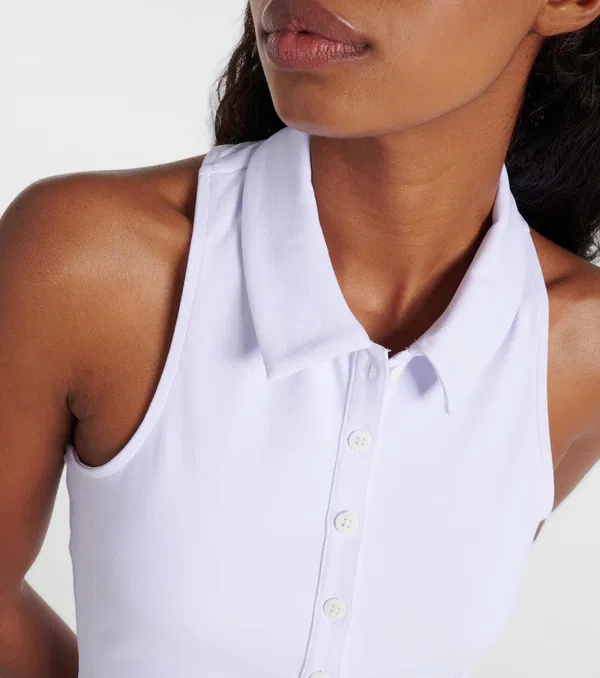 alo yoga dress Alo Yoga Charmed White Logo Collared Tennis Dress – House Of Huntington