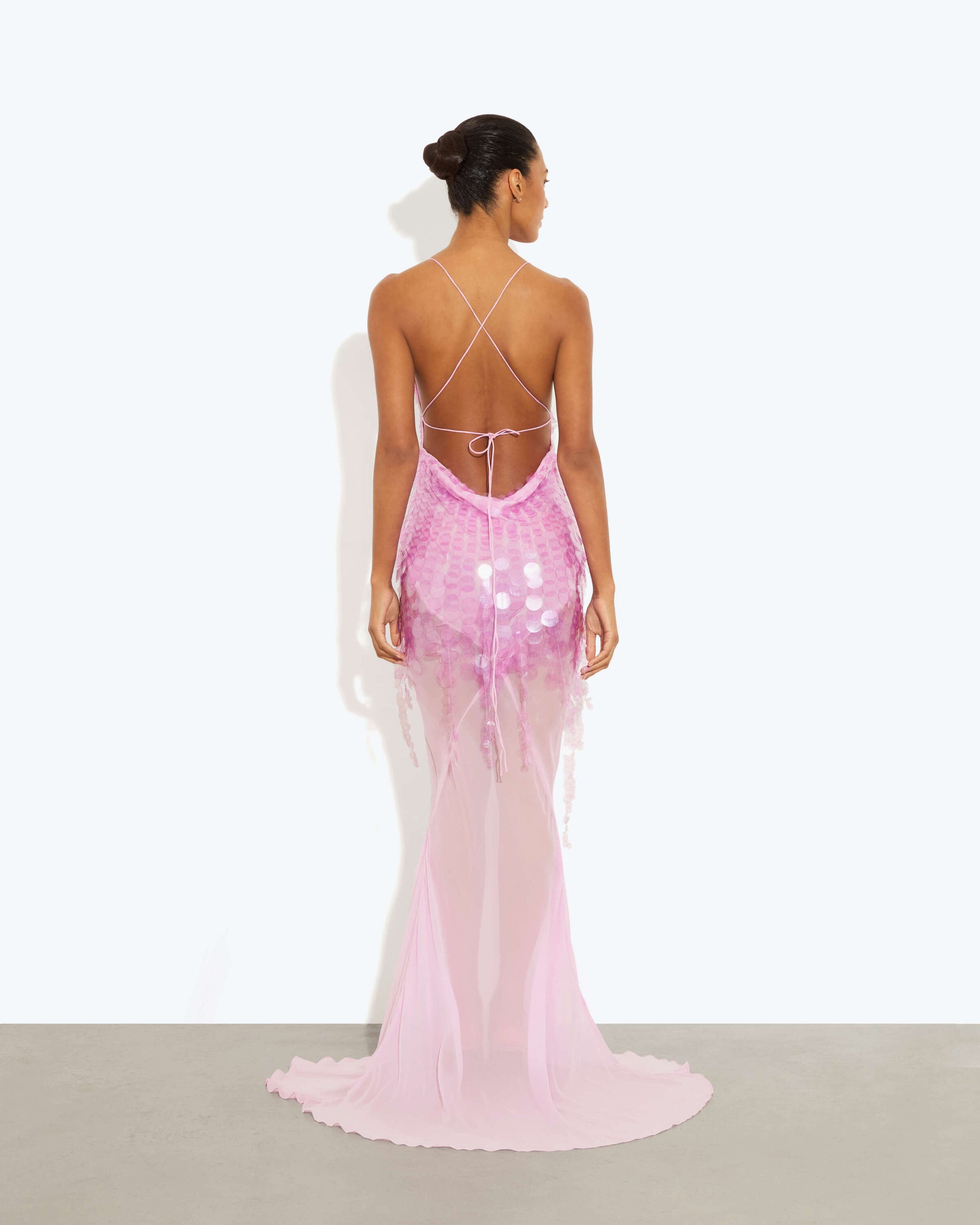 Rat and Boa Pink Hydra Sequin Drip Maxi Gown
