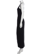 THE ATTICO Black Chain Detail Halterneck High Cut Slit Leg Corinne Dress - House Of Huntington