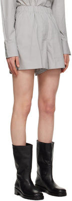 The Frankie Shop Grey Lui Logo Embroidered Front Cotton Boxer Shorts