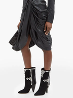 Isabel Marant Layo Studded Cone Heel Suede Black Calf Boots (EU 36)