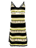 Ganni Logo Crochet Striped Strappy Mini Dress