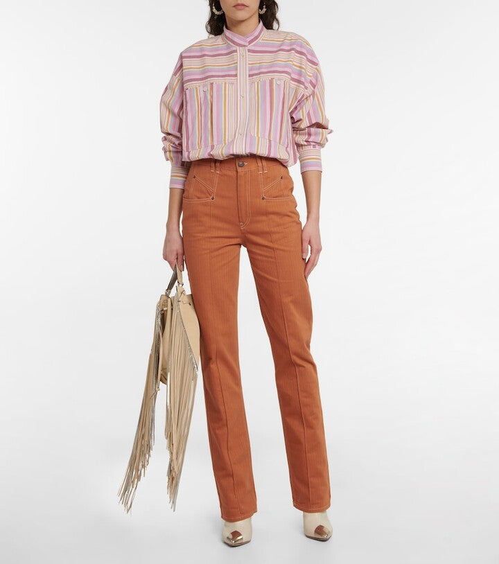 Isabel Marant Lirokae Tan Straight Leg Pants Trousers