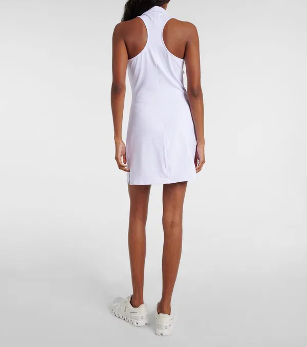Alo Yoga Charmed White Logo Collared Tennis Dress