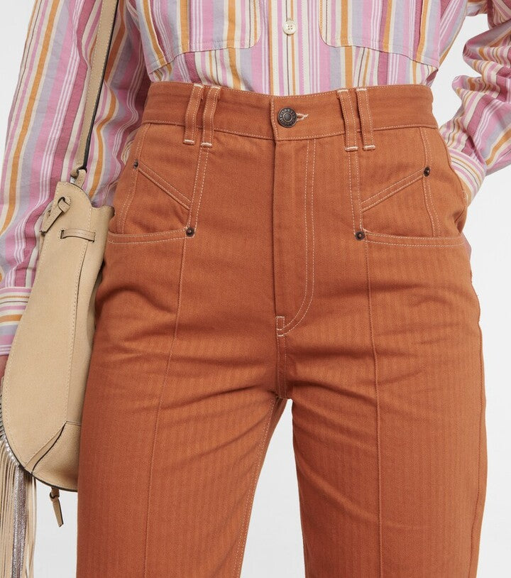 Isabel Marant Lirokae Tan Straight Leg Pants Trousers