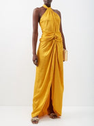 JOHANNA ORTIZ Vastness Of The Sea Marigold Halterneck Dress - House Of Huntington
