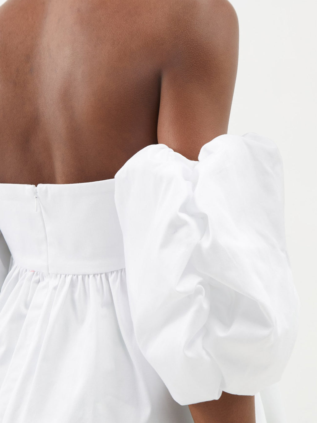 KIKA VARGAS White Ally Balloon Sleeve Off-The-Shoulder Taffeta Top - House Of Huntington