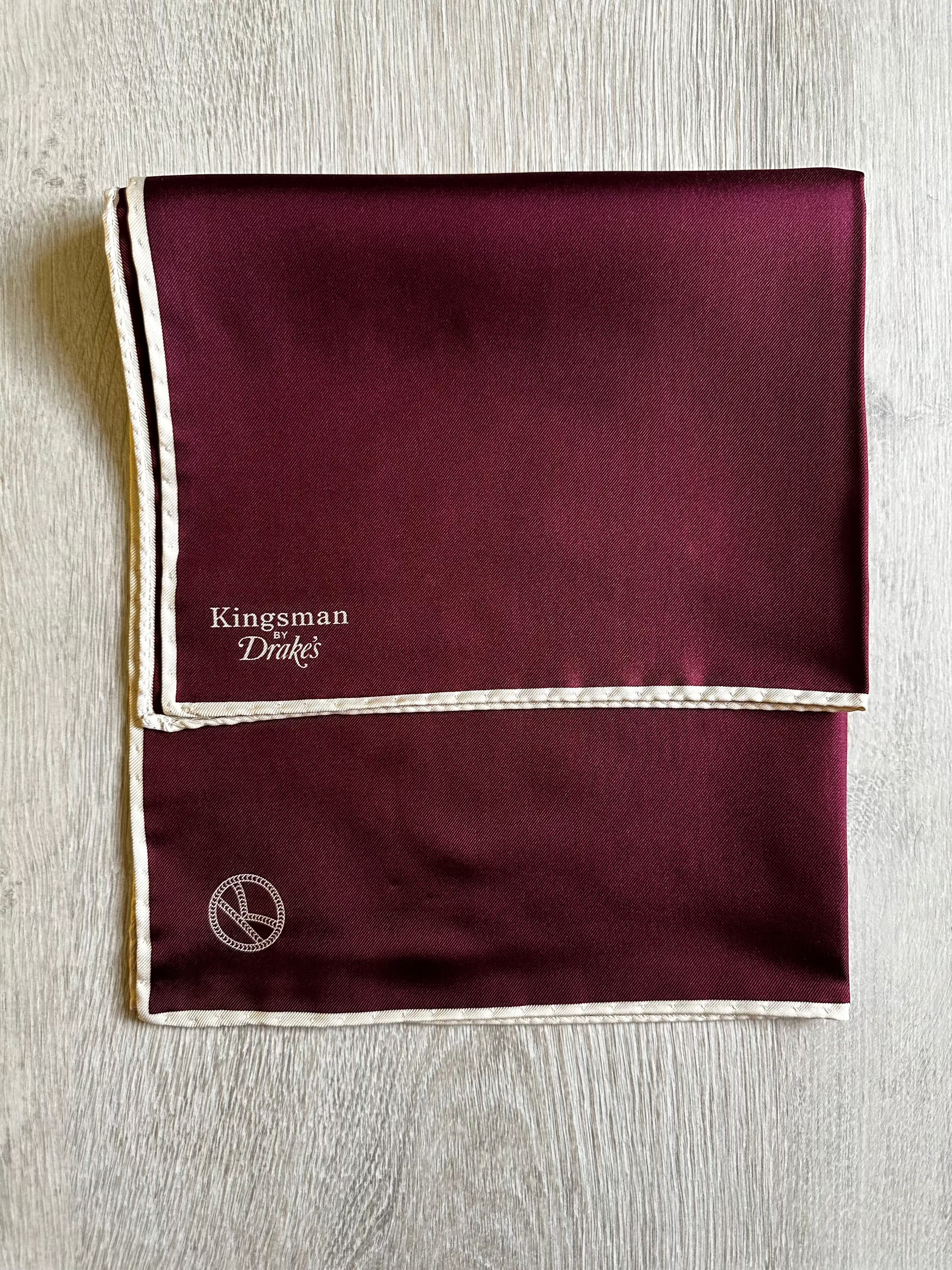 Drake's X Kingsman Burgundy Silk Pocket Square - House Of Huntington