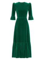 The Vampire’s Wife Emerald Green Cord Velvet Falconetti Festival Maxi Dress - House Of Huntington