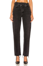Agolde Criss Cross Waist Straight Leg Black Jeans