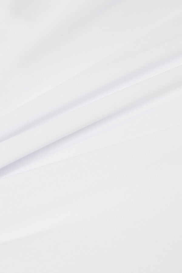 MAXIMILIAN DAVIS Disco White Asymmetric Draped Stretch-jersey Bodysuit Top - House Of Huntington