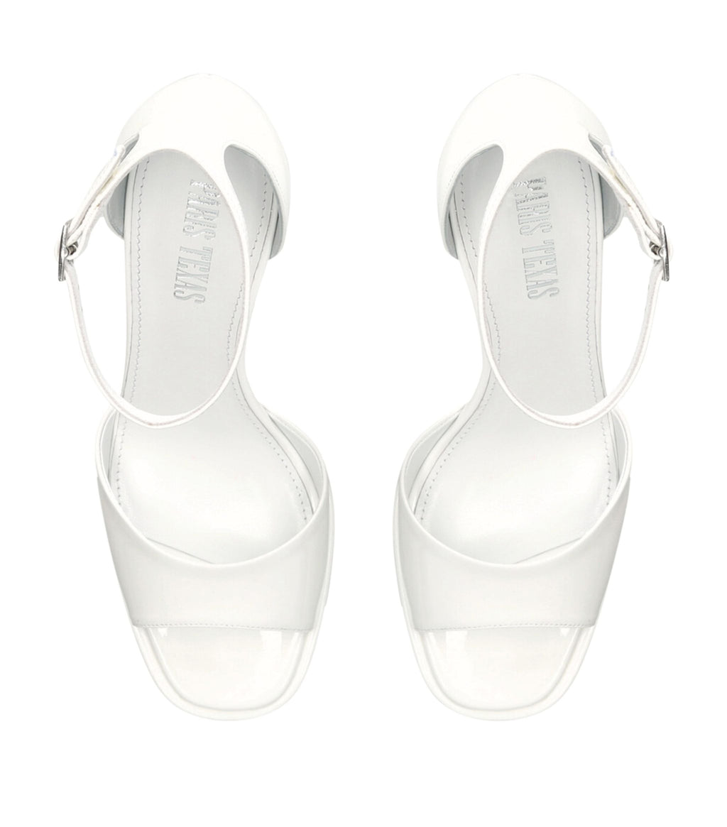 PARIS TEXAS White Tatiana Patent Leather Platform 130mm High Heels - House Of Huntington