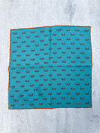 Drake's Turquoise Orange Airplane Pocket Square - House Of Huntington