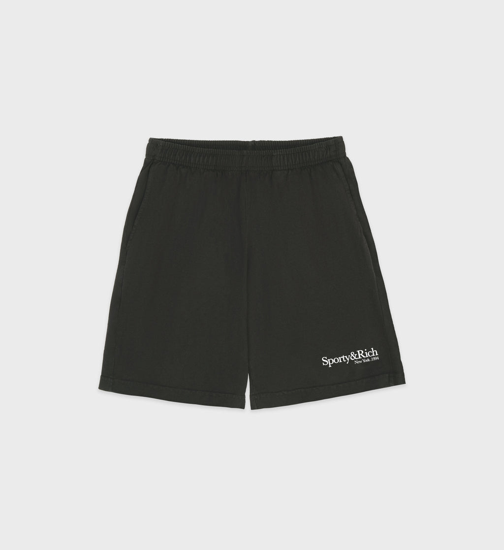 Sporty & Rich Black Logo Print Relaxed Fit Shorts
