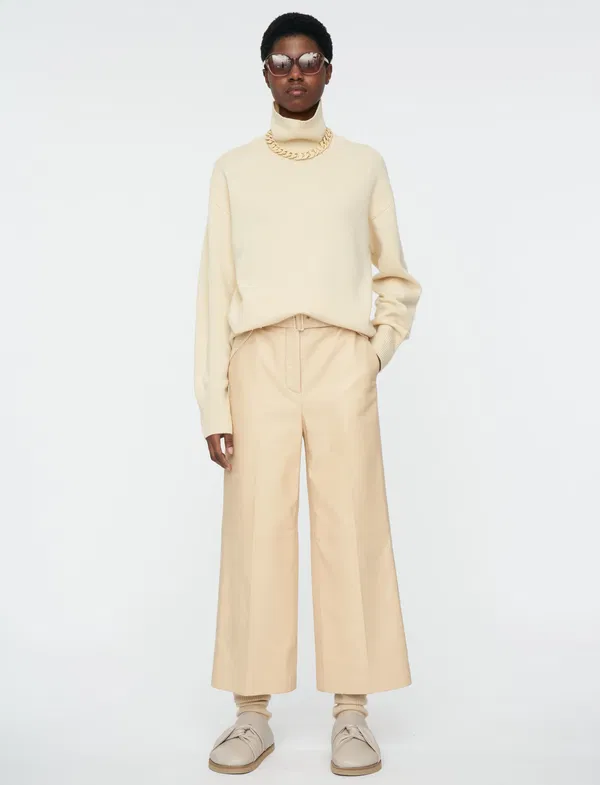 Joseph Nappa Leather Chai Taja High Waist Belted Wide Leg Crop Trousers - House Of Huntington