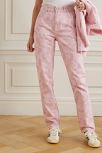 Ganni Pink Paisley-Print Organic Swigy Straight-Leg Jeans