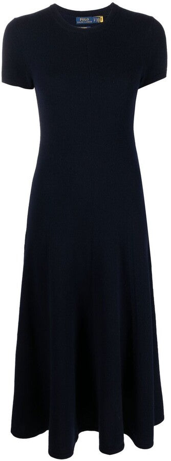 Polo Ralph Lauren Cashmere Navy Short Sleeve Long Dress
