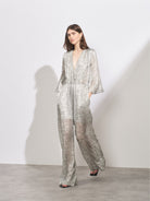 RAEY Grey Silk Blend Tiger-Devoré Jumpsuit - House Of Huntington