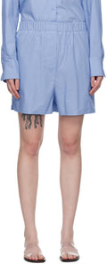 The Frankie Shop Blue Lui Logo Embroidered Front Cotton Boxer Shorts