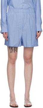 The Frankie Shop Blue Lui Logo Embroidered Front Cotton Boxer Shorts