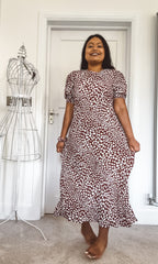 Rixo London Jess Spotted Puff Sleeve Brown Summer Maxi Dress - House Of Huntington