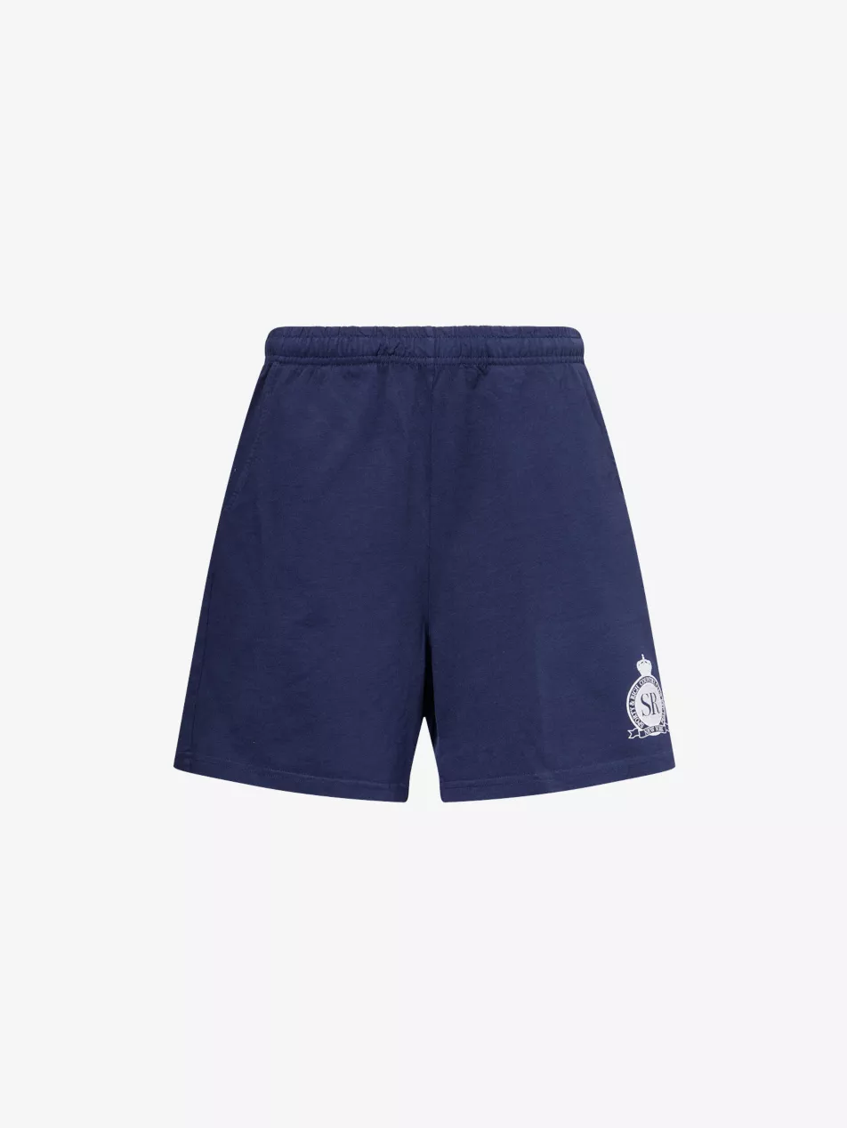Sporty & Rich Royal Club Cotton Navy Gym Shorts