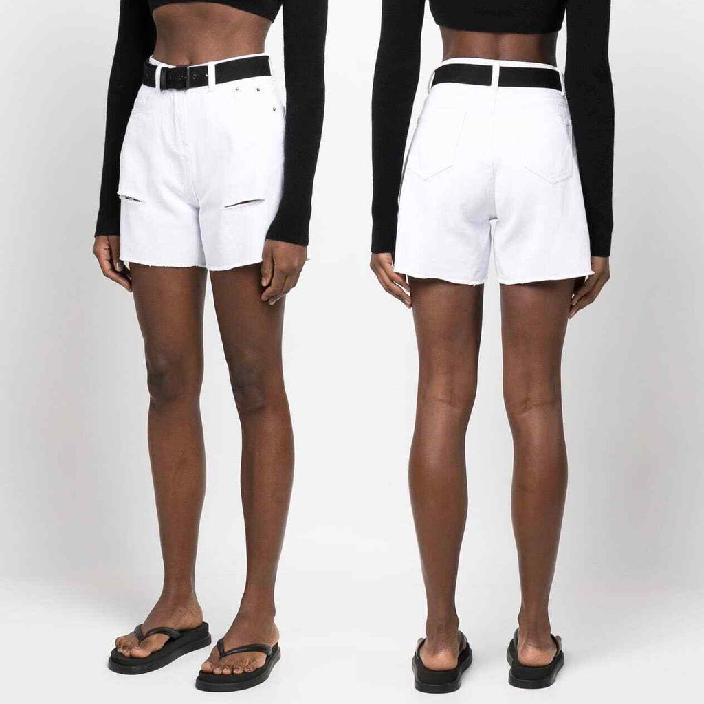 The Frankie Shop Arlet Belted White Shorts