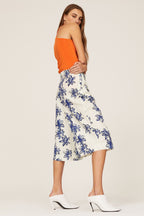 Nina Ricci Blue Floral Print Long Culottes Shorts