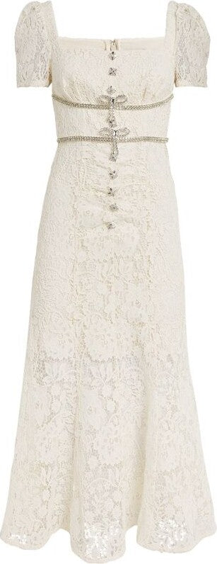 Lace Diamante Bow Midi Dress