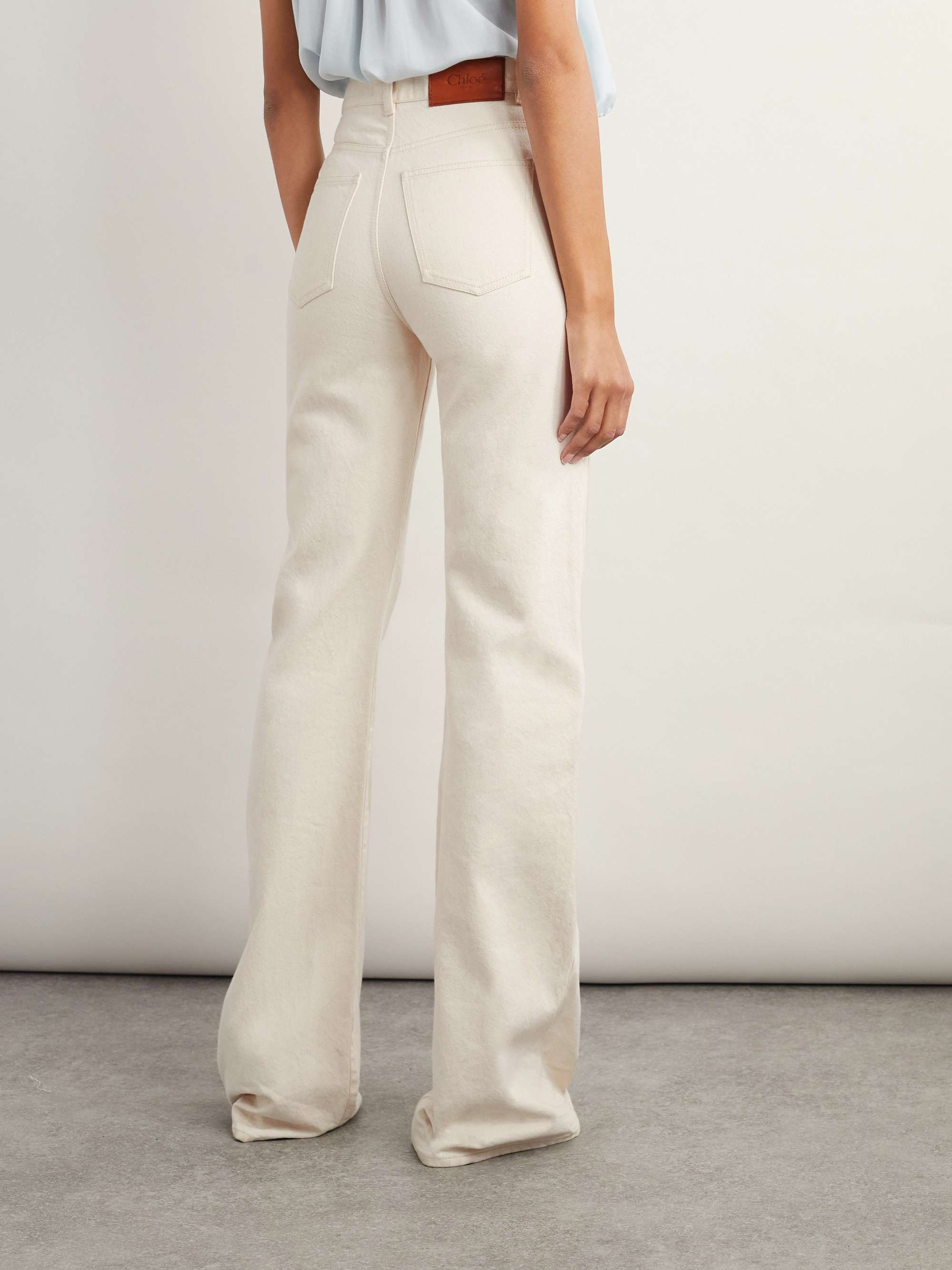Chloe Runway White High Rise Flared Denim Jeans