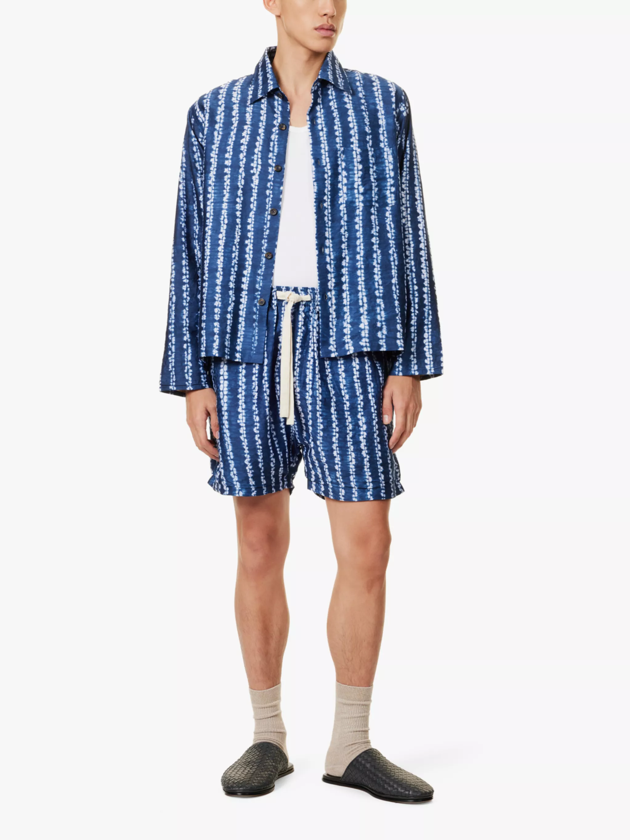 Short en soie bleu tie-dye Kartik Research