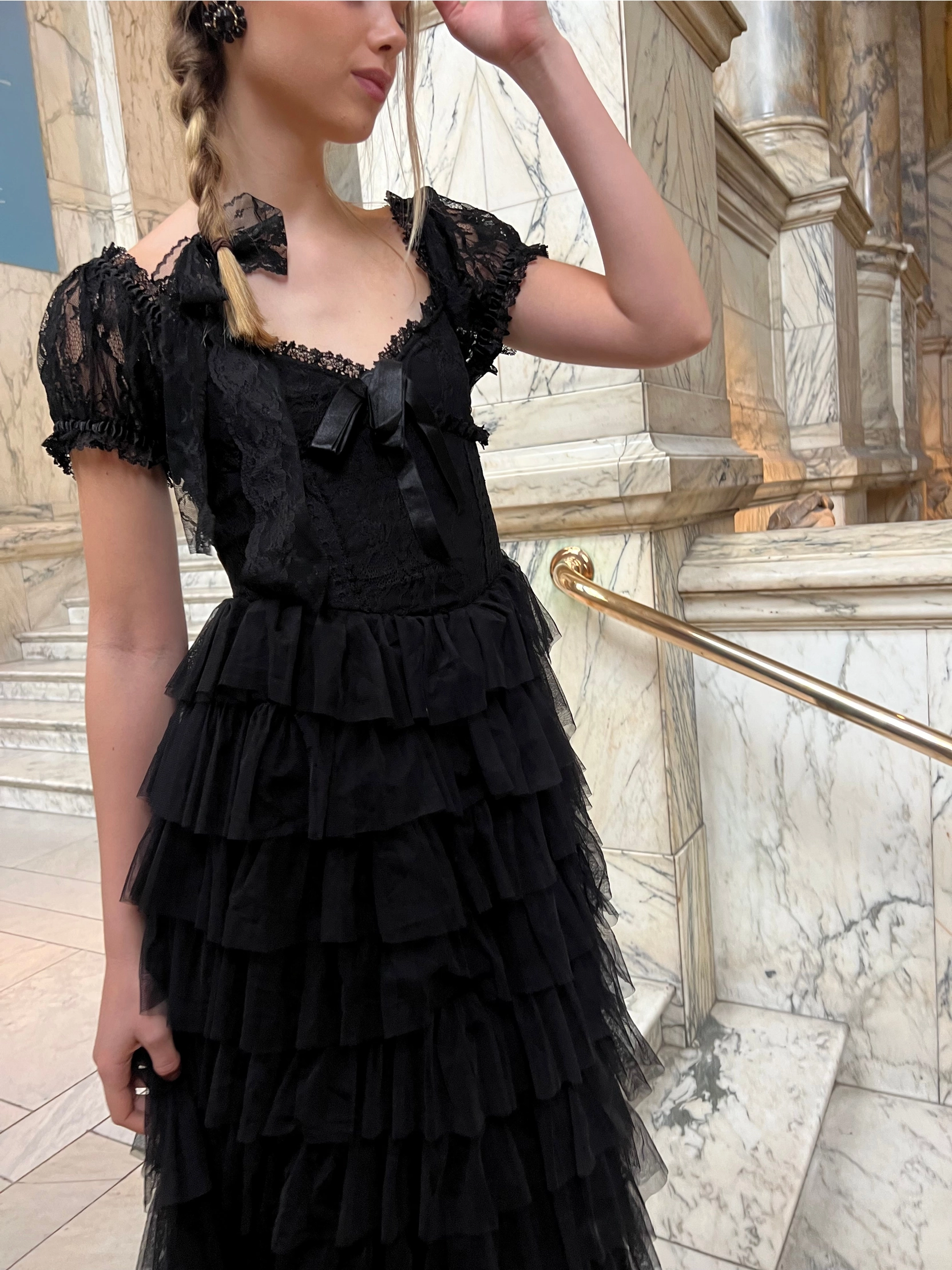 amy lace dress Amy Lace-Trimmed Dress in Mulberry Silk Blend