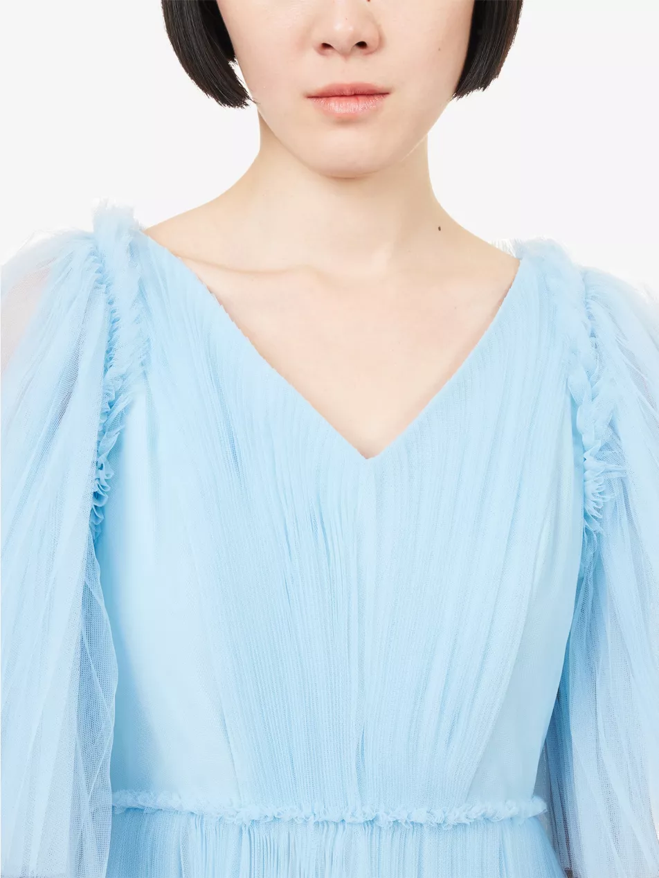 Huishan Zhang x Disney Josephine Plissé Woven Maxi Dress