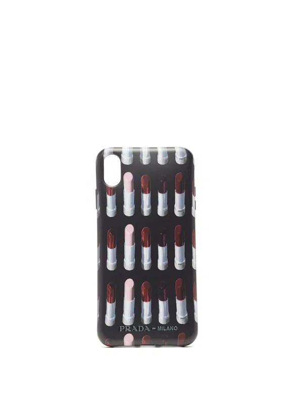 Prada Lipstick Print Logo iPhone XS Black Phonecase in Prada box (Matches Fashion)
