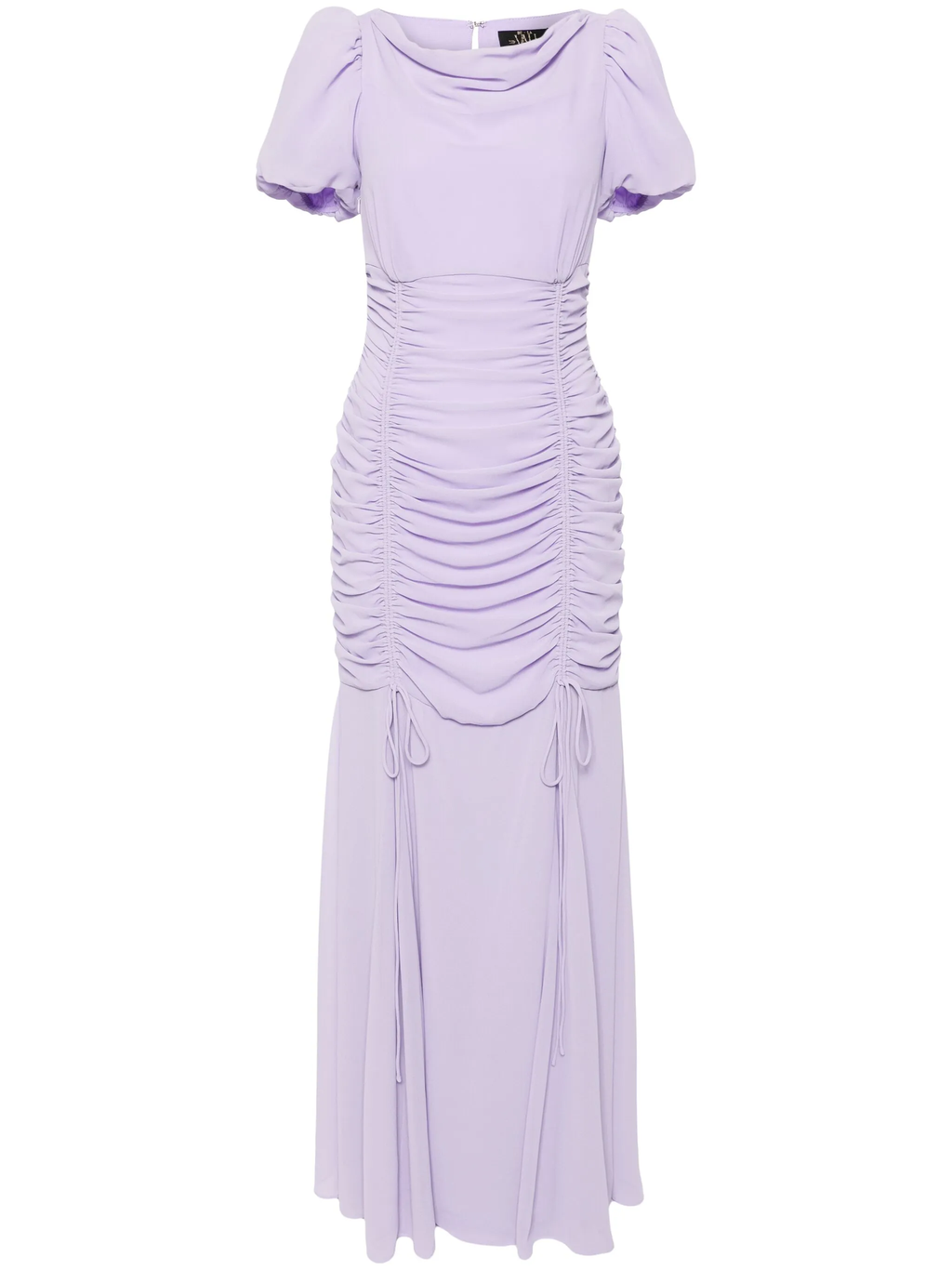 De La Vali Amandine Lavender Ruched Maxi Dress
