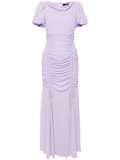De La Vali Amandine Lavender Ruched Maxi Dress