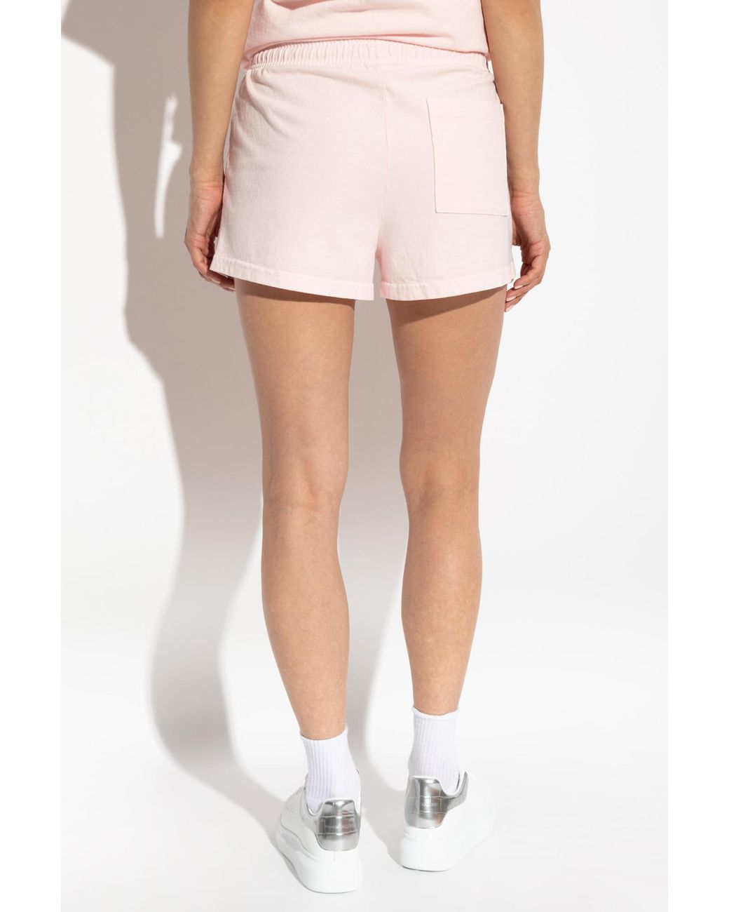 Sporty & Rich Pink Health Club Script Print Disco Shorts