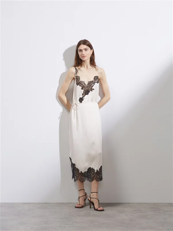 RAEY Lace Trimmed Silk Satin Slip Dress - House Of Huntington