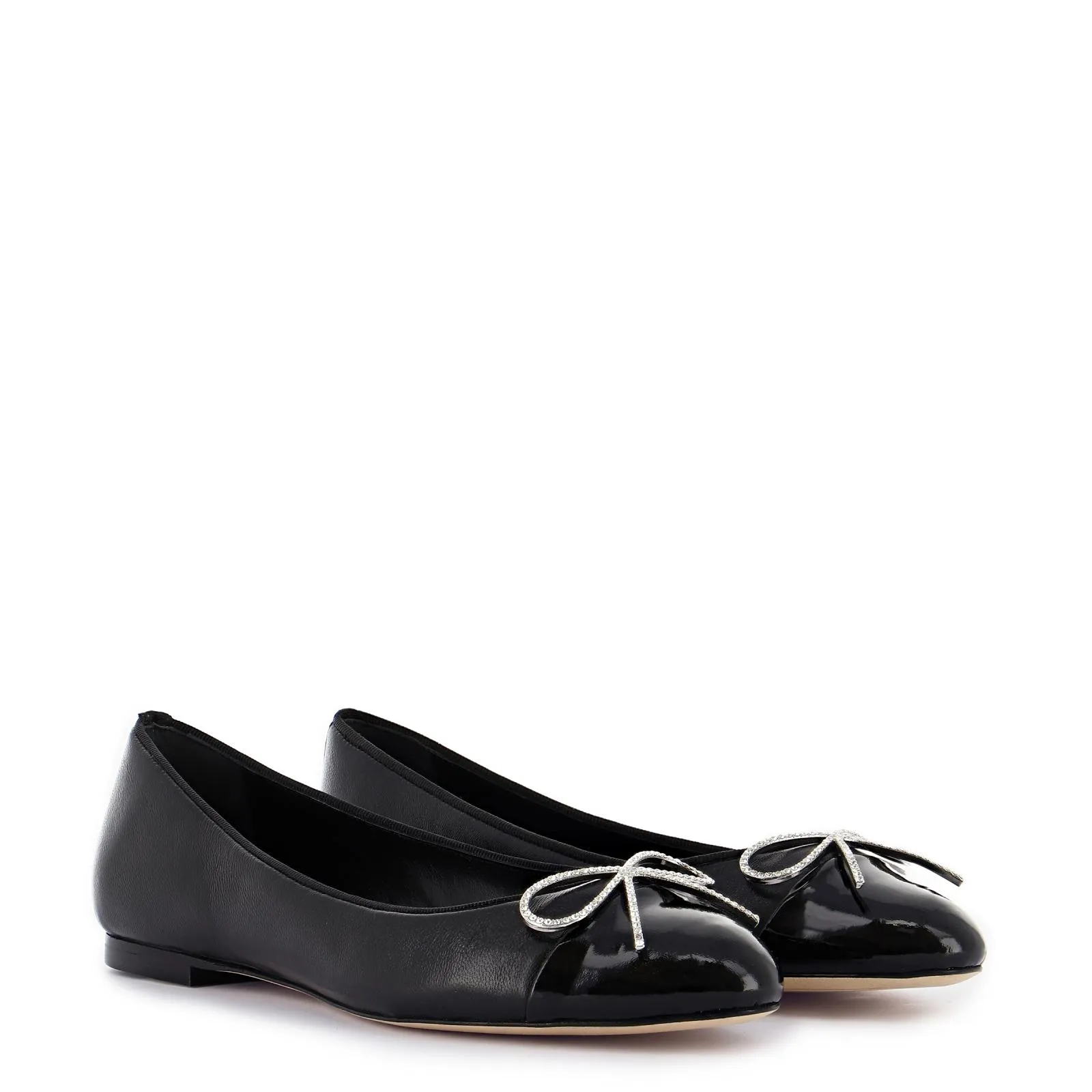 Sophia Webster Black Pirouette Bow Embellished Pump Flats