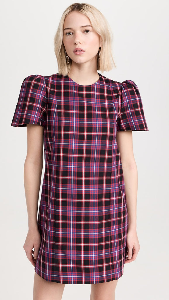 The Vampire's Wife The Wilma Red Tartan Plaid Check Print Shift Dress - House Of Huntington